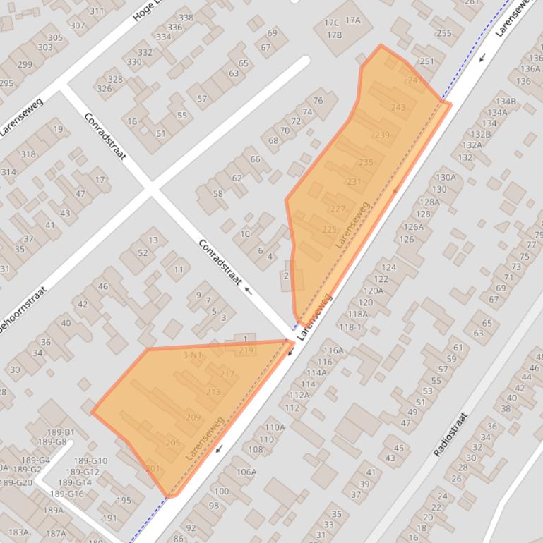 Kaart van postcodegebied 1222HH.