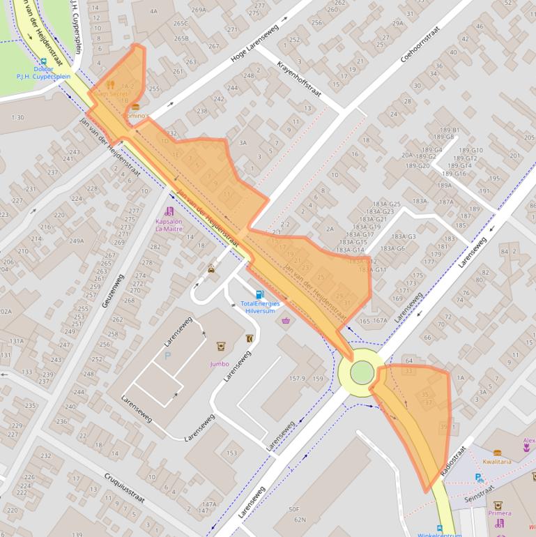 Kaart van postcodegebied 1222HP.