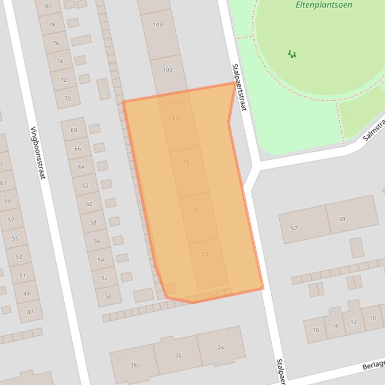 Kaart van postcodegebied 1222HS.