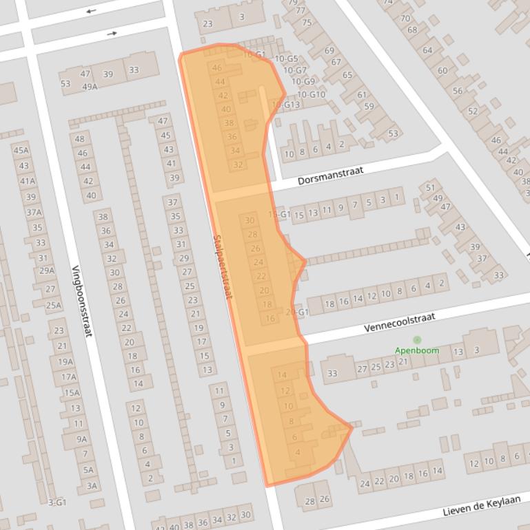 Kaart van postcodegebied 1222HW.