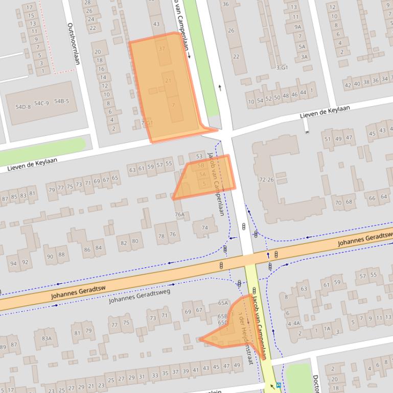 Kaart van postcodegebied 1222KB.