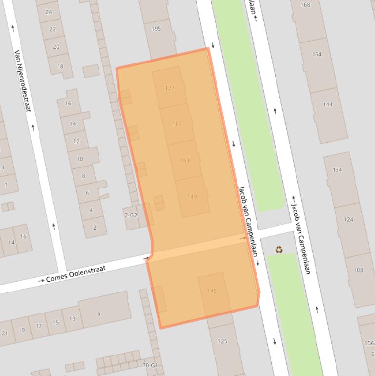 Kaart van postcodegebied 1222KE.