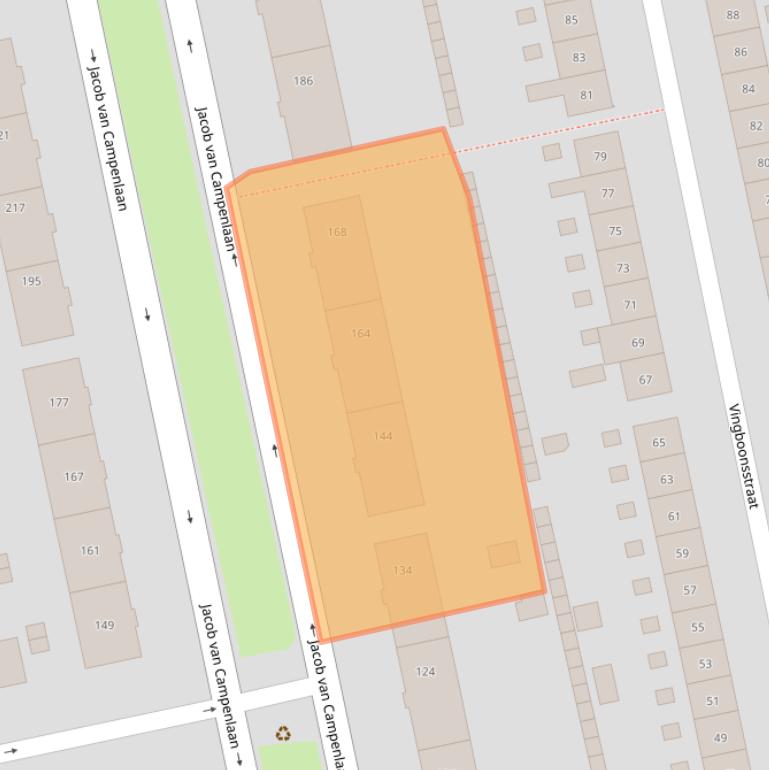 Kaart van postcodegebied 1222KR.