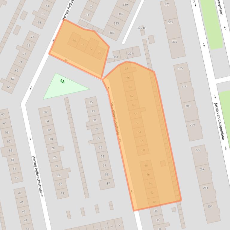 Kaart van postcodegebied 1222KZ.