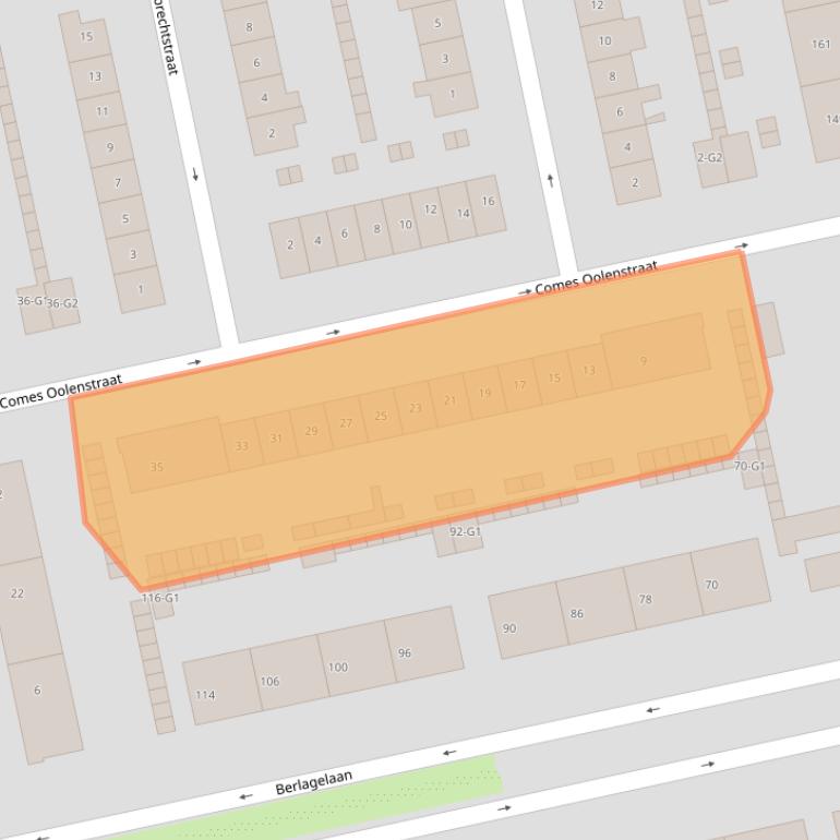Kaart van postcodegebied 1222LA.