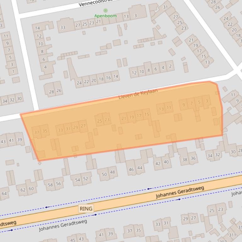 Kaart van postcodegebied 1222LC.