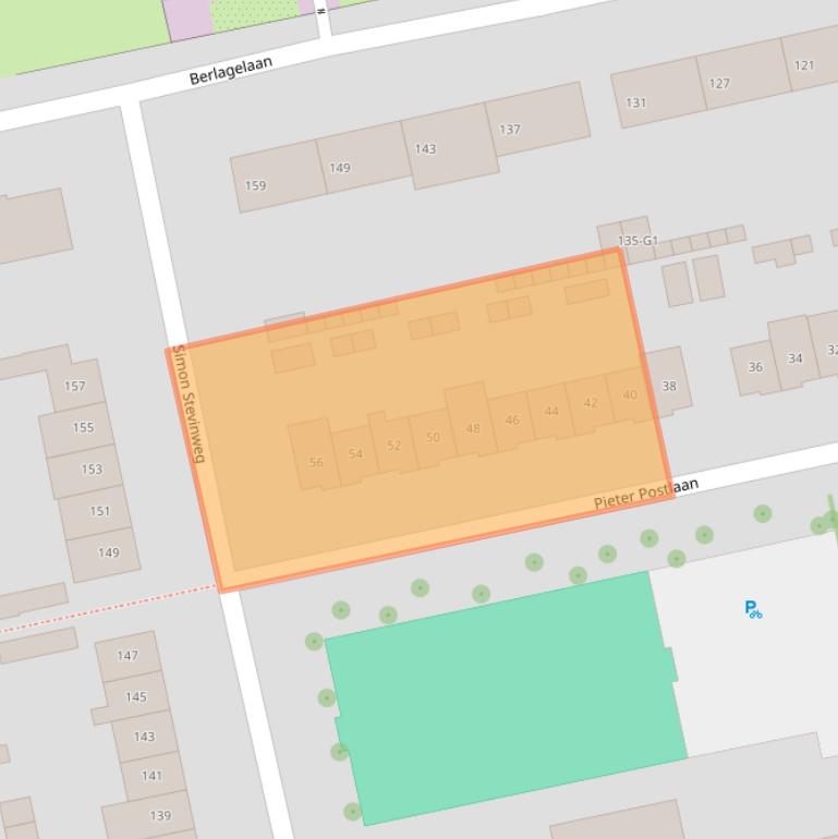 Kaart van postcodegebied 1222LK.