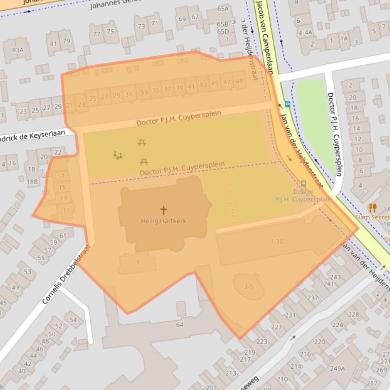 Kaart van postcodegebied 1222NC.