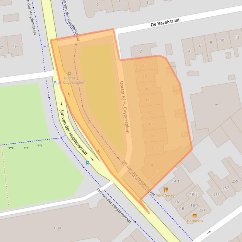 Kaart van postcodegebied 1222ND.