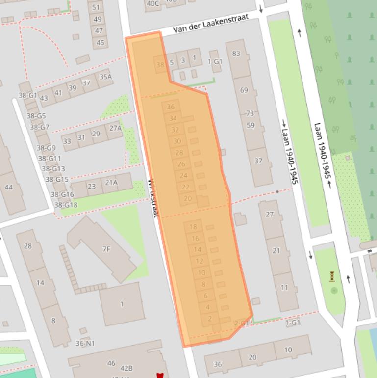 Kaart van postcodegebied 1222NR.