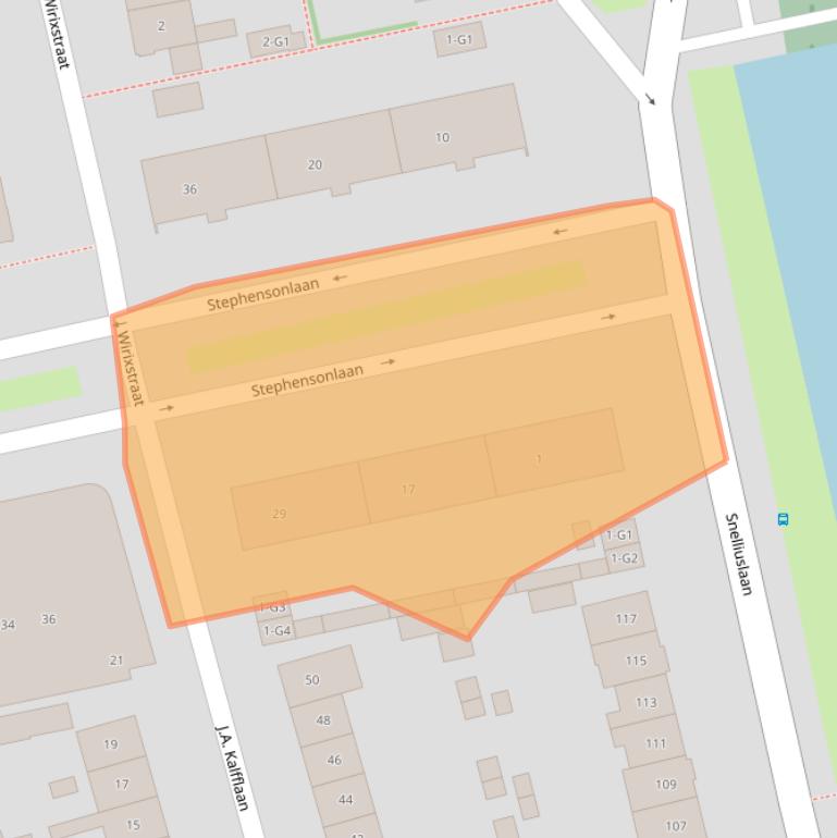 Kaart van postcodegebied 1222NT.