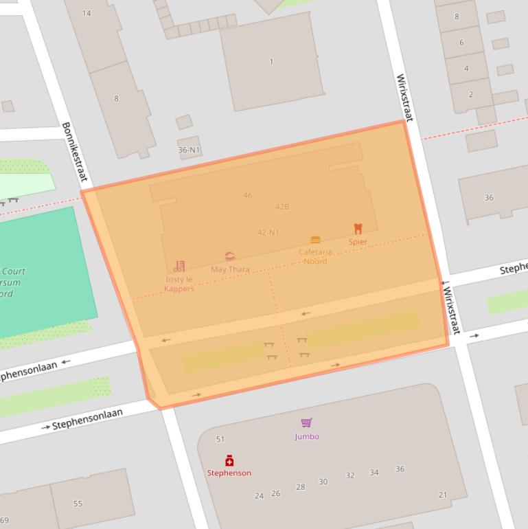 Kaart van postcodegebied 1222NX.
