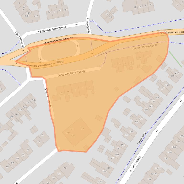 Kaart van postcodegebied 1222PK.