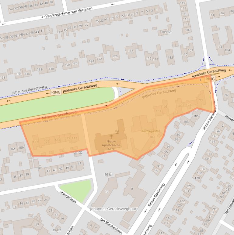 Kaart van postcodegebied 1222PP.