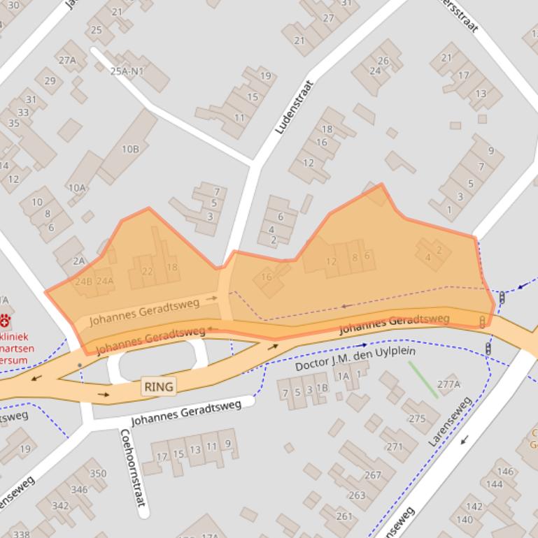 Kaart van postcodegebied 1222PT.