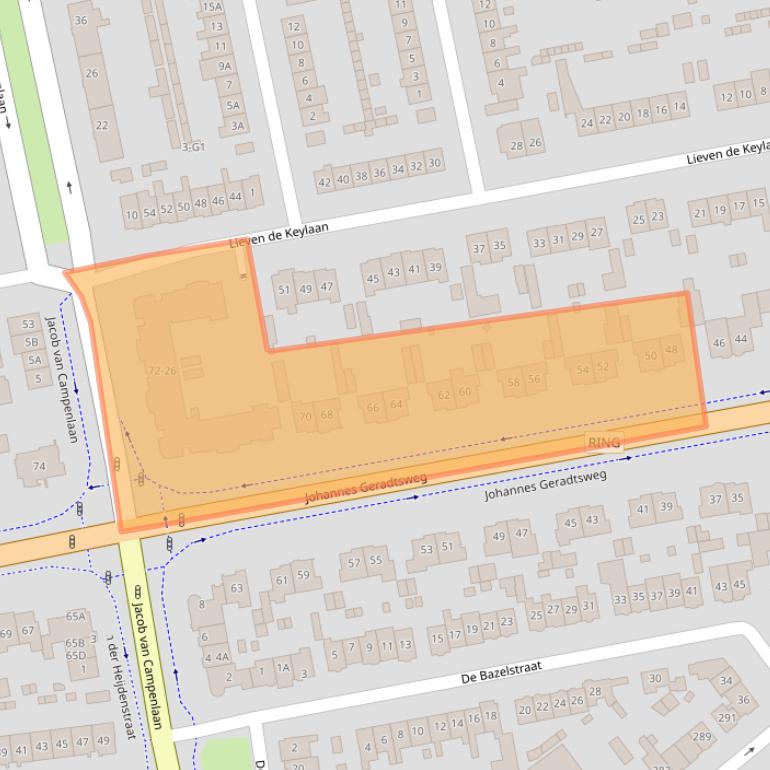 Kaart van postcodegebied 1222PW.