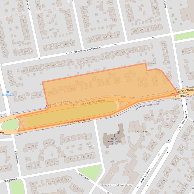 Kaart van postcodegebied 1222PZ.