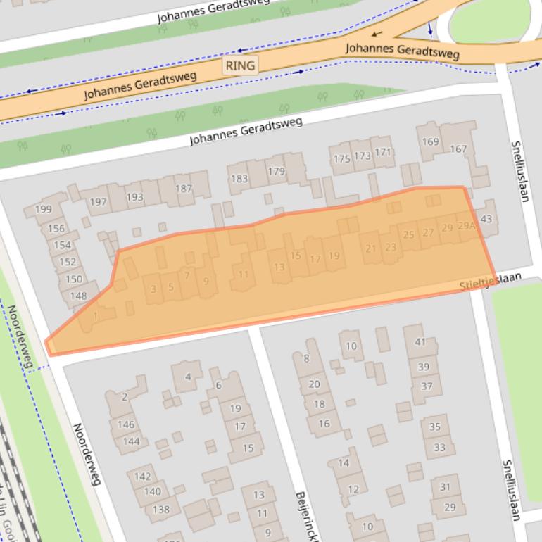 Kaart van postcodegebied 1222RC.