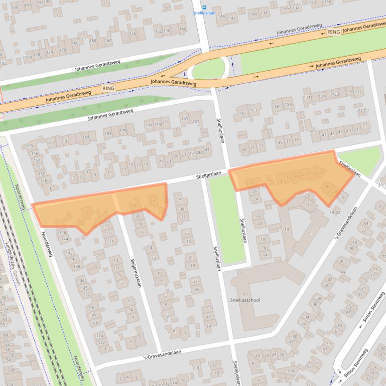 Kaart van postcodegebied 1222RE.