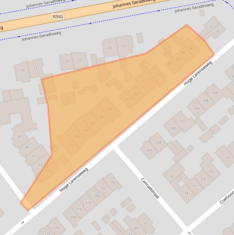 Kaart van postcodegebied 1222RL.