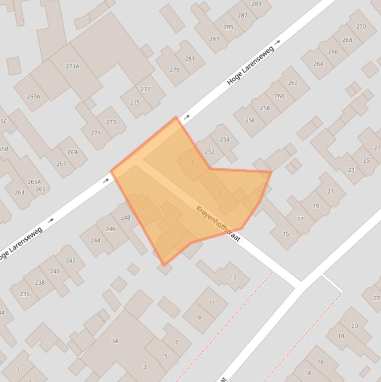 Kaart van postcodegebied 1222RW.