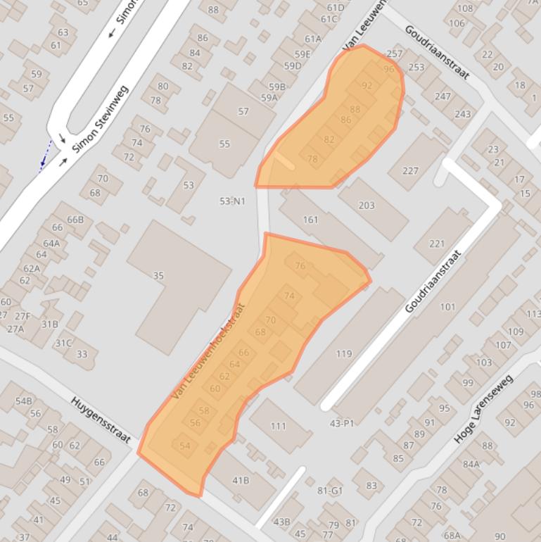 Kaart van postcodegebied 1222SK.