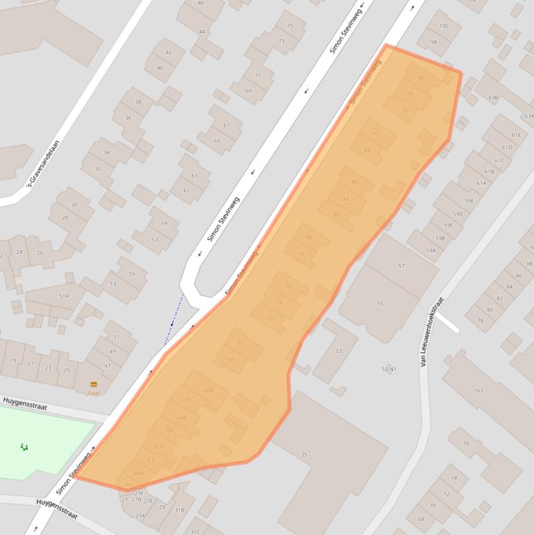 Kaart van postcodegebied 1222ST.