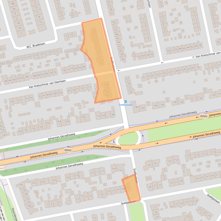 Kaart van postcodegebied 1222TC.