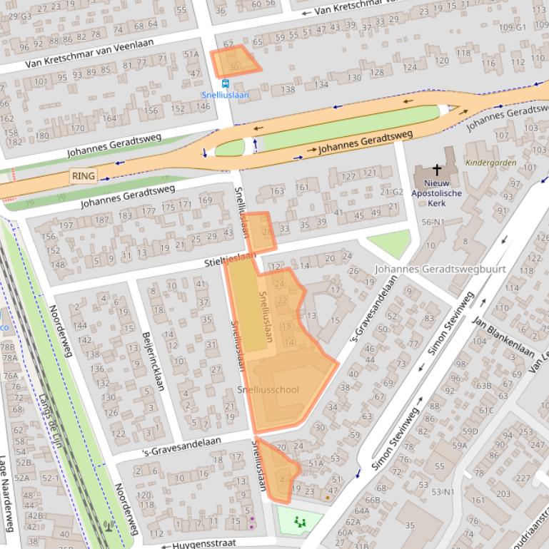 Kaart van postcodegebied 1222TE.