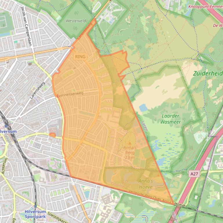 Kaart van postcodegebied 1223.