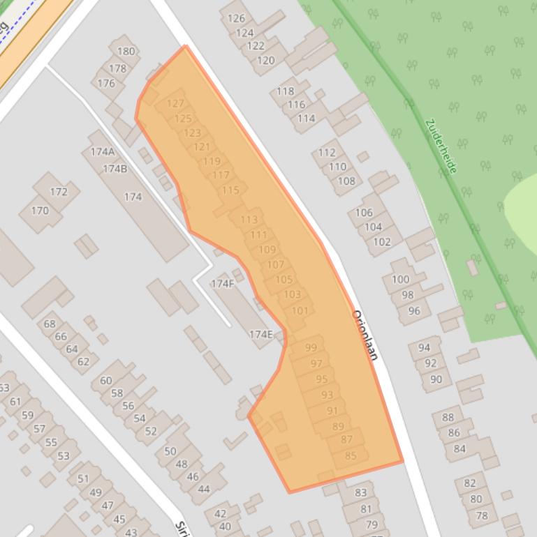 Kaart van postcodegebied 1223AE.