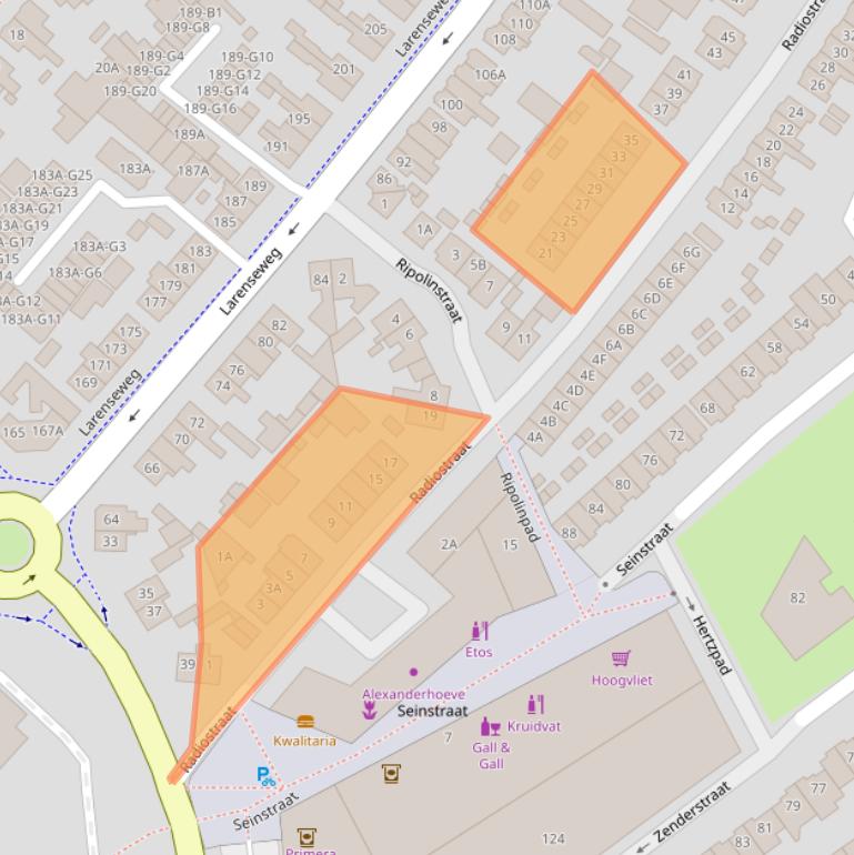 Kaart van postcodegebied 1223BA.