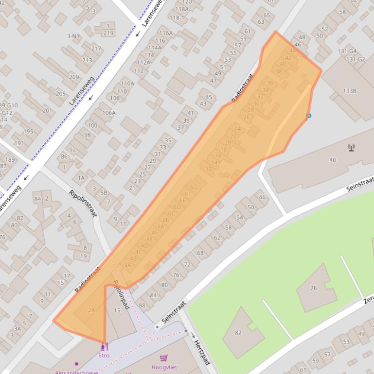 Kaart van postcodegebied 1223BD.