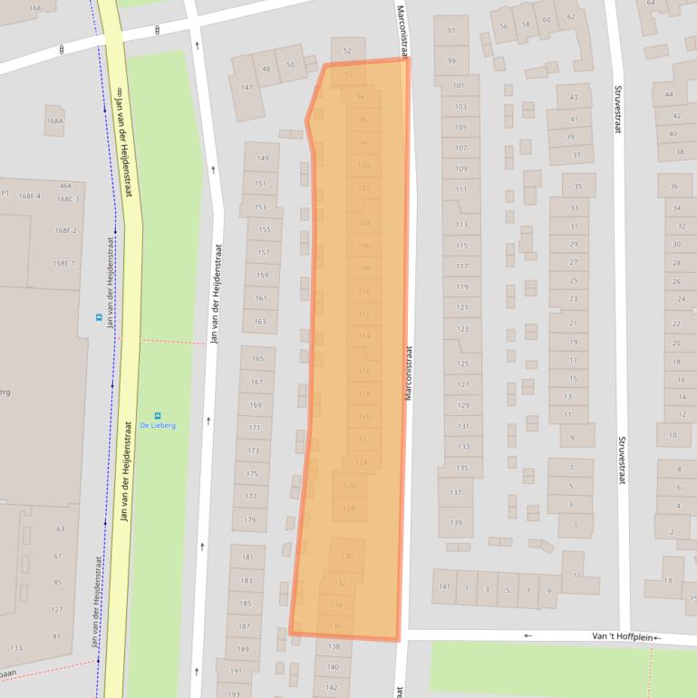 Kaart van postcodegebied 1223BX.