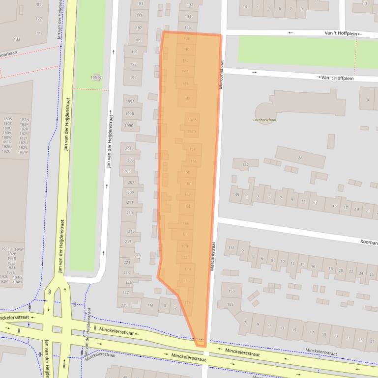 Kaart van postcodegebied 1223BZ.