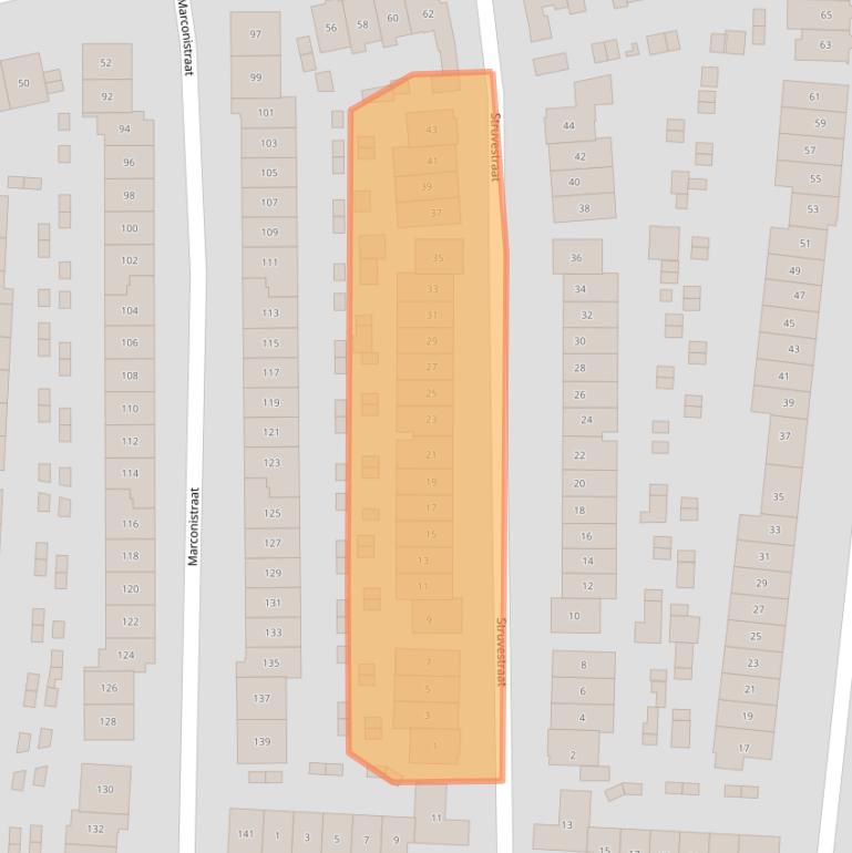 Kaart van postcodegebied 1223EB.