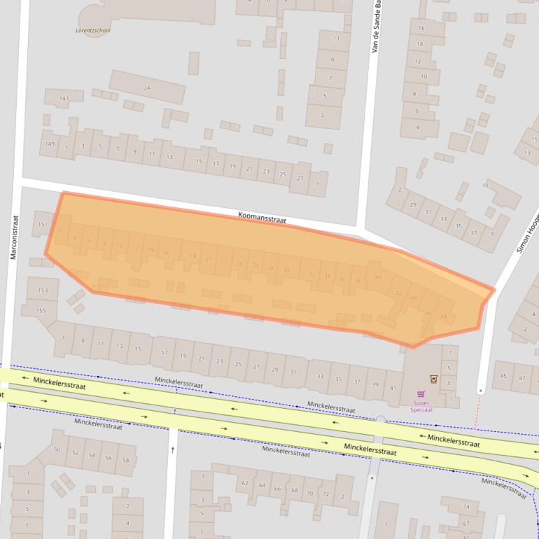 Kaart van postcodegebied 1223EJ.