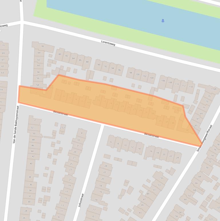 Kaart van postcodegebied 1223EK.