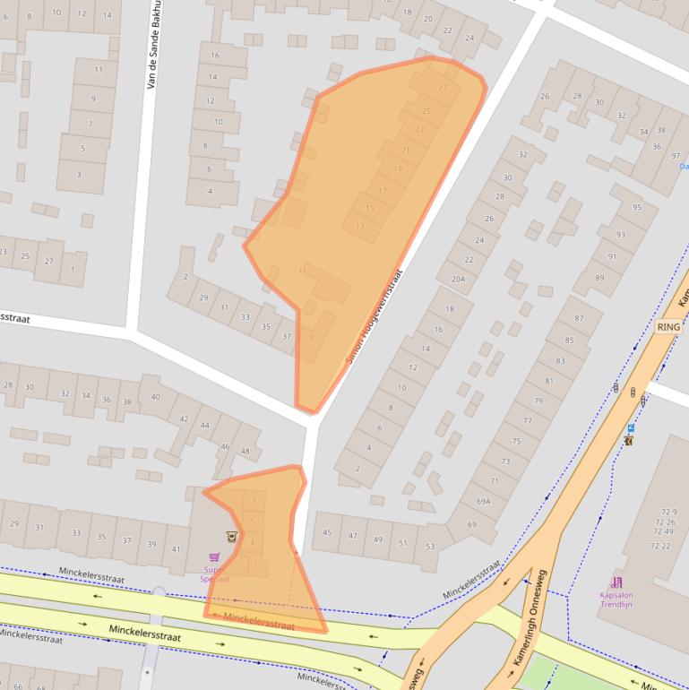 Kaart van postcodegebied 1223HT.