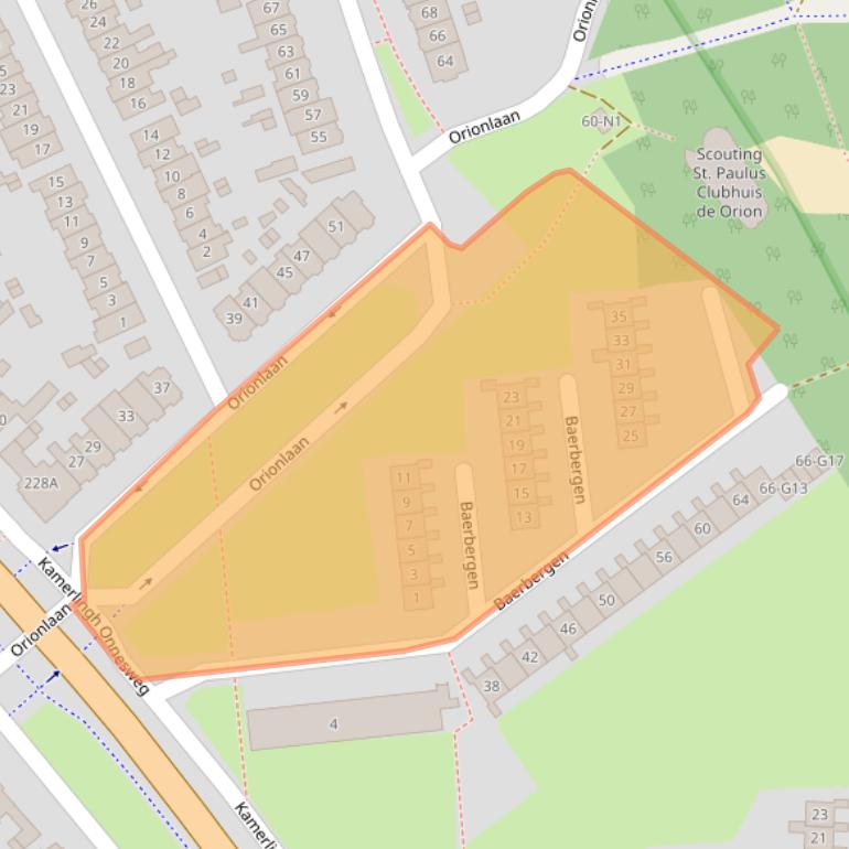 Kaart van postcodegebied 1223KA.