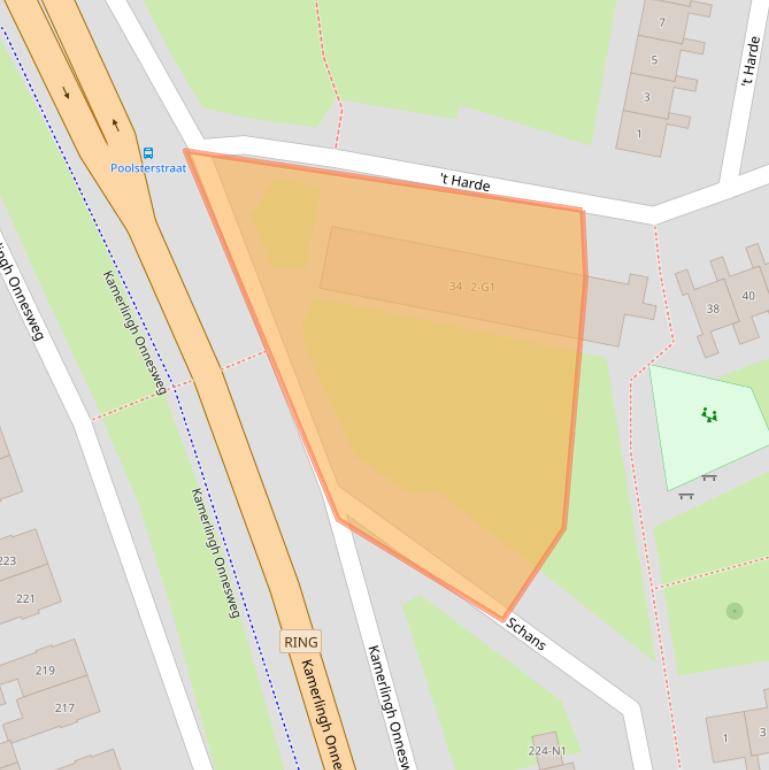 Kaart van postcodegebied 1223KJ.