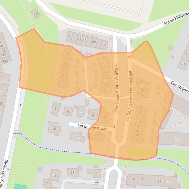 Kaart van postcodegebied 1223MB.