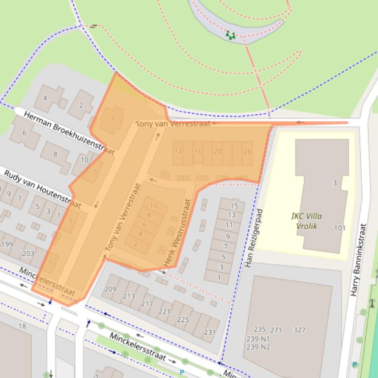 Kaart van postcodegebied 1223ML.