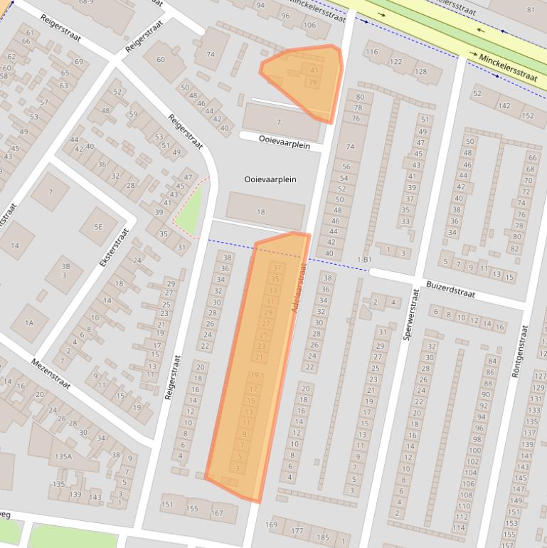 Kaart van postcodegebied 1223PJ.