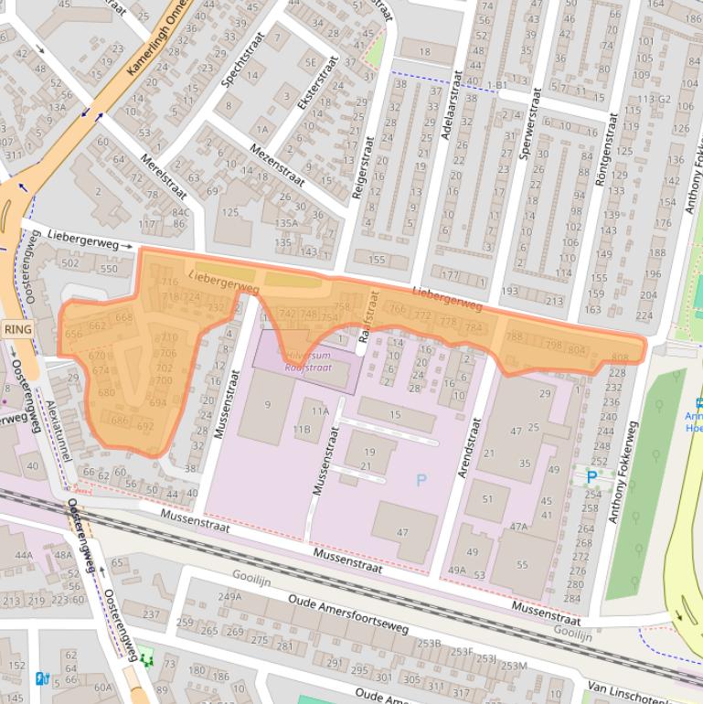 Kaart van postcodegebied 1223PZ.