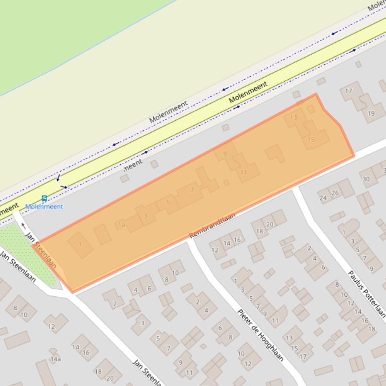 Kaart van postcodegebied 1231AA.