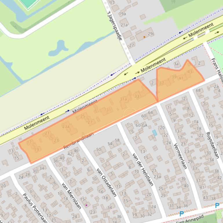 Kaart van postcodegebied 1231AB.