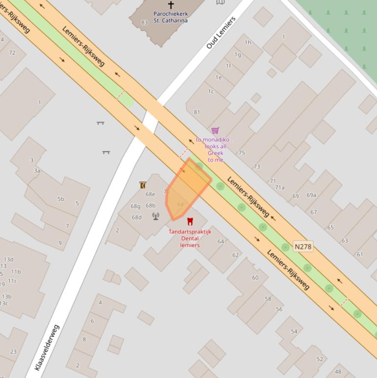 Kaart van postcodegebied 1234.