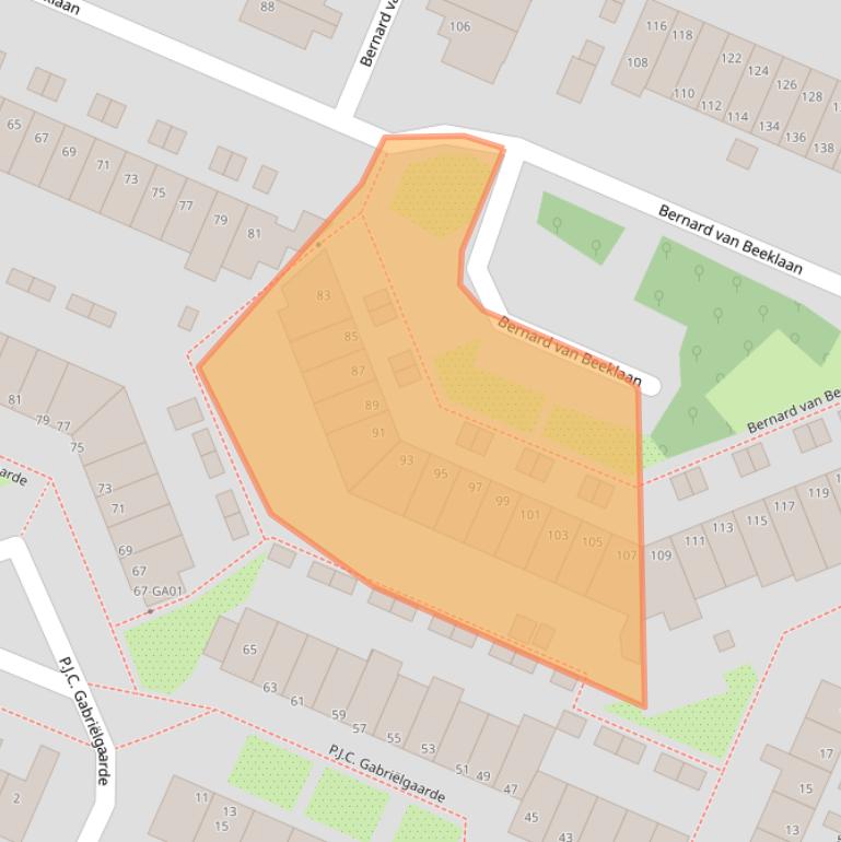 Kaart van postcodegebied 1241AE.