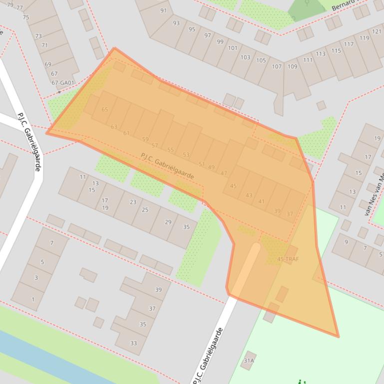 Kaart van postcodegebied 1241AK.